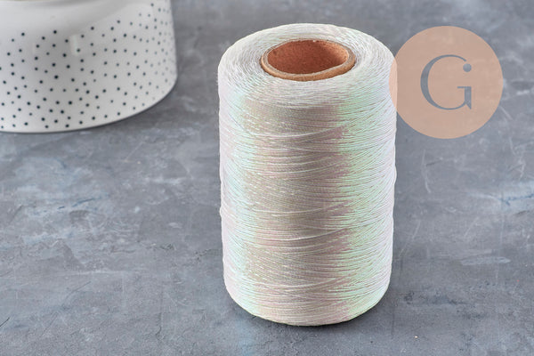Cordon or argent rose blanc irisé polyester 1mm, x5 mètres (G10954)
