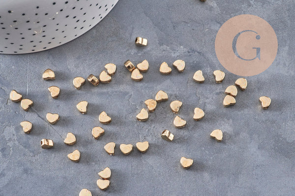 Gold plastic heart beads 5.5mm, x 10g VALID