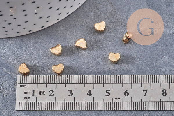 Gold plastic heart beads 5.5mm, x 10g VALID