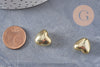Gold-plated plastic domed heart-shaped bead, 13x15mm, x10 VALID