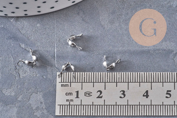 Cache-noeud chaine boule acier 304 platine avec trou 4mm, x10 (G11018)