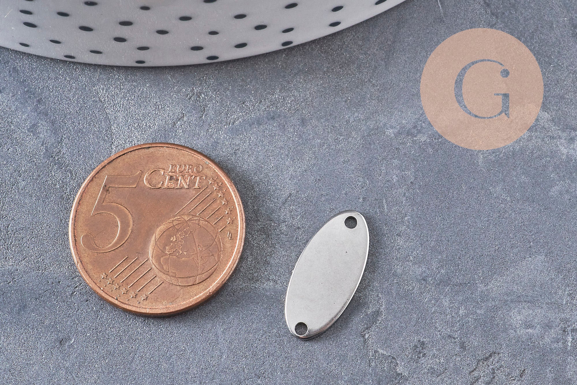 Pendentif connecteur ovale acier 201 inoxydable platine 17mm, x5 (G11022)