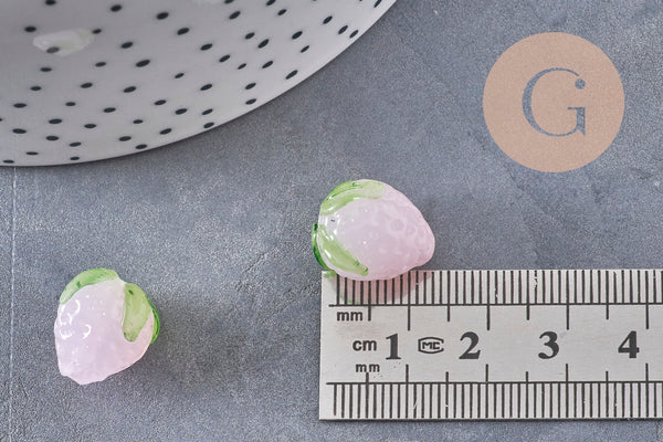 Colored Czech glass strawberry bead, 15mm, x 1-2 or 5 VALID