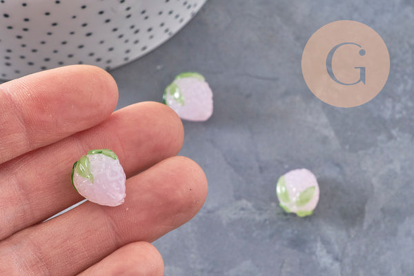 Colored Czech glass strawberry bead, 15mm, x 1-2 or 5 VALID