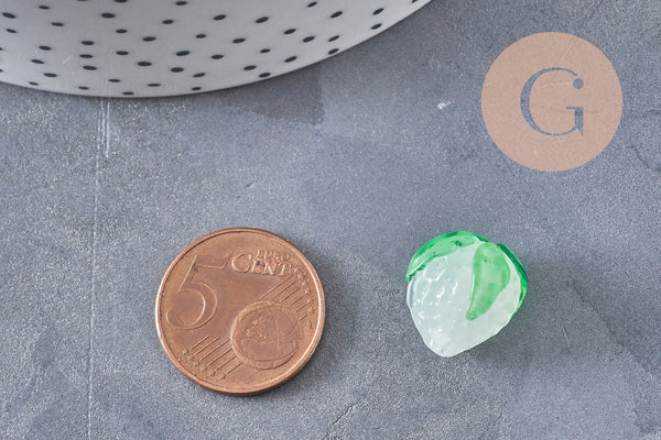 Colored Czech glass strawberry bead, 15mm, x 1-2 or 5 VALID