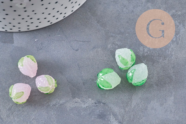 Colored Czech glass strawberry bead, 15mm, x 1-2 or 5 VALID