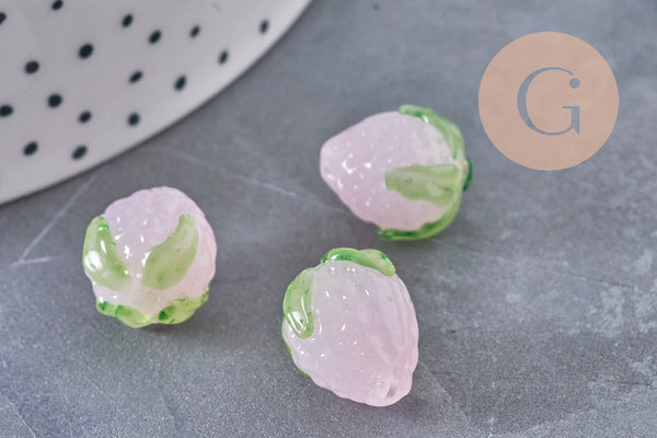 Colored Czech glass strawberry bead, 15mm, x 1-2 or 5 VALID