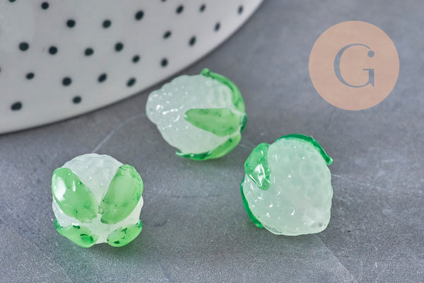 Colored Czech glass strawberry bead, 15mm, x 1-2 or 5 VALID