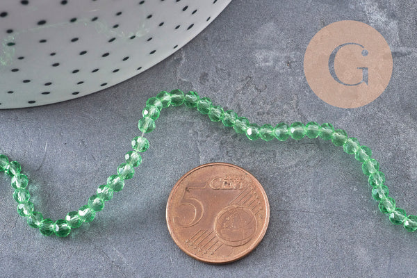 3.5mm clear light green crystal abacus beads, x1 strand of 29cm VALID