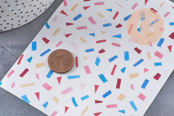 Feuille de transfert polymère – Motif confetti 14x10 cm, x1