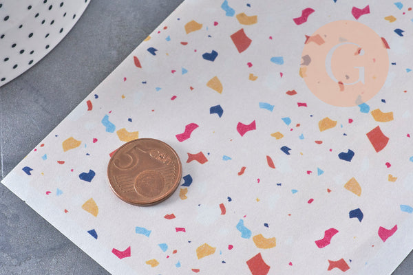 Feuille de transfert polymère – Motif Terrazzo fond rose clair 14x10 cm, x1 (G11031)