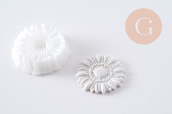 Emporte-Pièce Pâte polymère rond Fleur tournesol créole interchangeable 30mm, x1 (G10996)