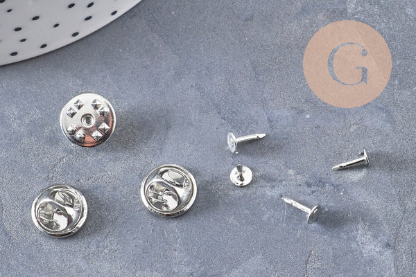 Attache et support pour pin's fer platine 11mm, x5 (G11030)