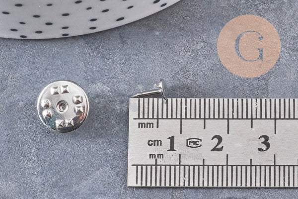 Attache et support pour pin's fer platine 11mm, x5 (G11030)