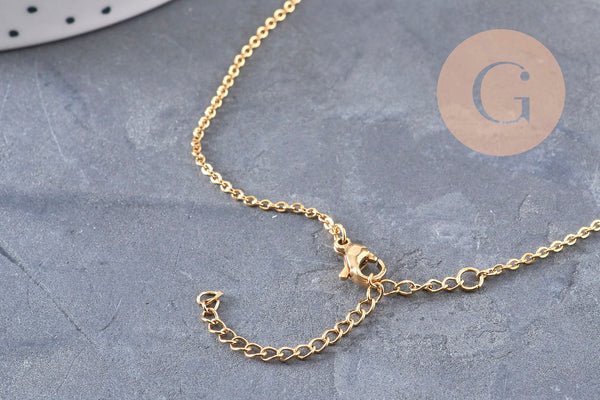 Collier chaine acier inoxydable doré 14k 1.5/45cm, x1 (G6745)