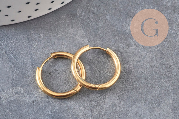 Créoles interchangeable acier 202 inoxydable doré IP 20mm, la paire (G11049)