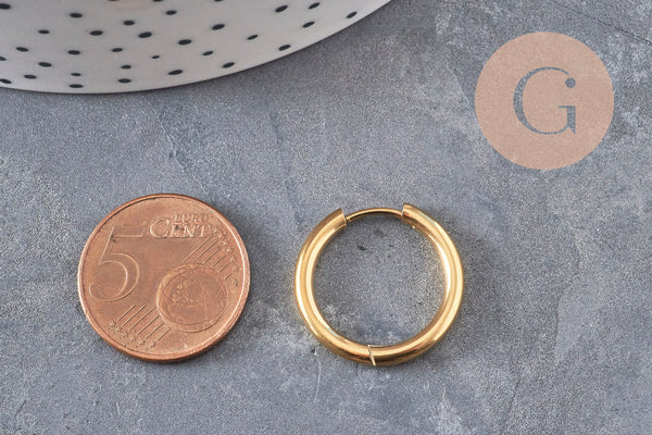 Créoles interchangeable acier 202 inoxydable doré IP 20mm, la paire (G11049)