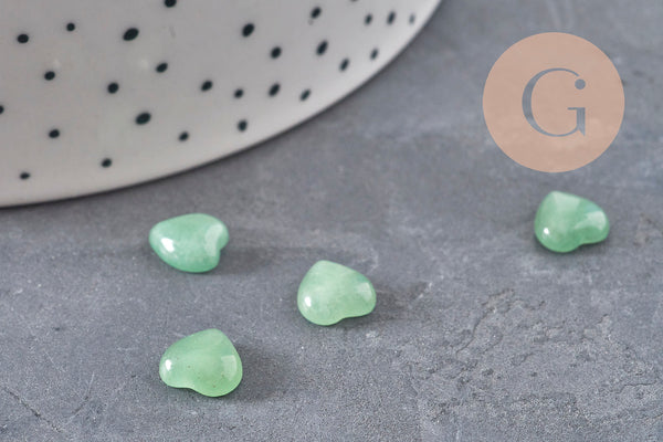 Cabochon coeur aventurine naturelle 8x8mm, x1 (G11044)