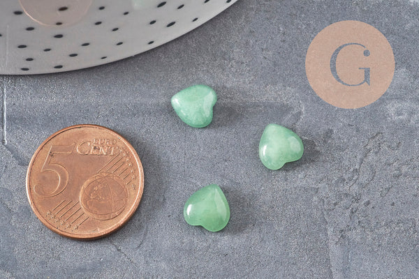 Cabochon coeur aventurine naturelle 8x8mm, x1 (G11044)