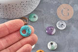 Pendentif rond avec trou pierre naturelle 18mm, x1 (G11067)