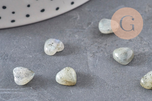 Cabochon coeur labradorite naturelle 8x8mm, x1 (G11047)