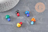 Pendentif champignon en verre tchèque multicolore 15mm, x5 (G11059)