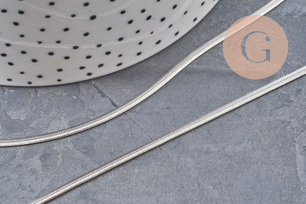 Collier Chaine serpent acier inoxydable platine 2.2mm/45cm, x1 (G11056) VALIDE