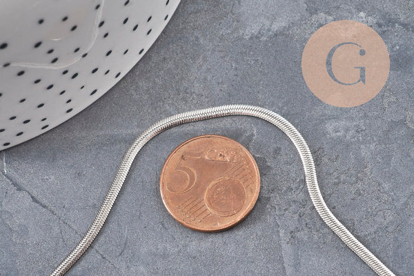 Collier Chaine serpent acier inoxydable platine 2.2mm/45cm, x1 (G11056) VALIDE