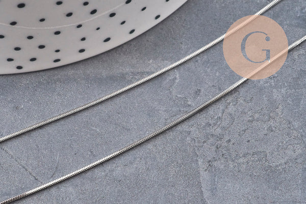 Collier chaine serpent acier inoxydable platine 1.5mm/45cm, x1 (G11065)