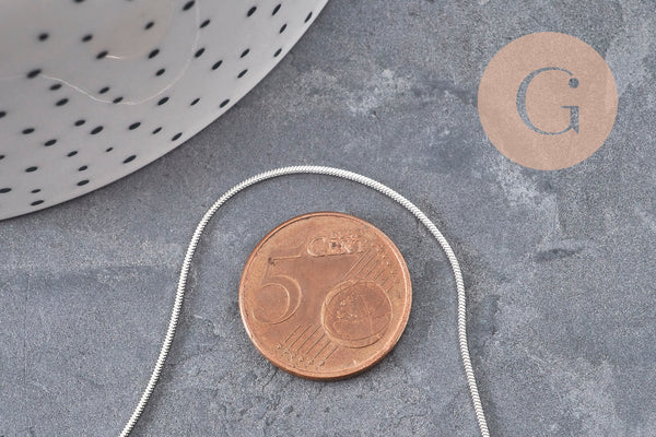 Collier chaine serpent acier inoxydable platine 1.5mm/45cm, x1 (G11065)