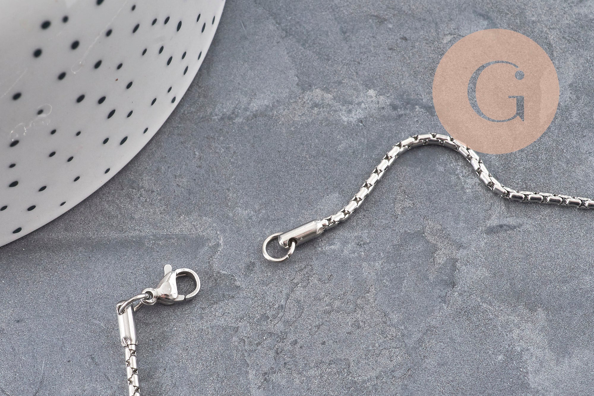 Collier Chaine serpent acier inoxydable platine 2mm/50cm, x1 (G11058)