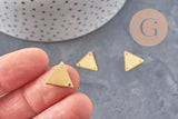 Breloque triangle 3 trous laiton brut 14mm, x10 (G11033)