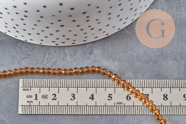 Perles abacus cristal jaune doré transparent 3.5mm, x1 fil de 29cm (G11068)