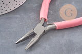 Pince plate bec fin fabrication de bijoux acier support rose 11.5cm, x1 (G11062)