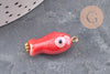 Pendentif poisson porcelaine multicolore Acier 304 inoxydable doré 25mm, x1 (G9816)
