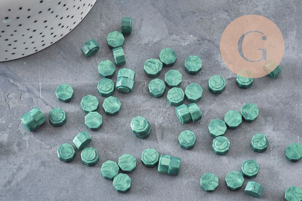 Granulés cire vert foncé à cacheter, fourniture création de sceaux personnalisés pour sceaux et invitations de mariage DIY, x100 (G4128)