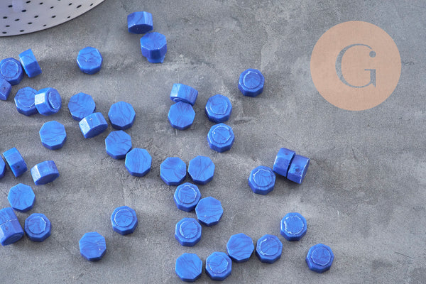 Granulés cire bleu foncé nacré à cacheter, x 100 (G7157)