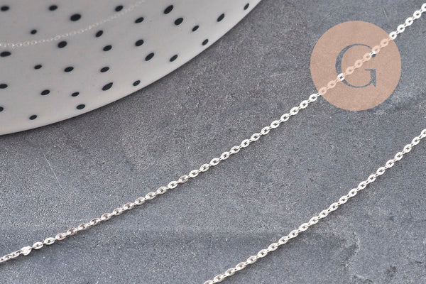 Chaine collier forçat très fine argent 925 massif 0.9mm - 45cm, x1 (G5342)
