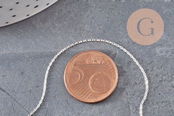 Chaine collier forçat très fine argent 925 massif 0.9mm - 45cm, x1 (G5342)