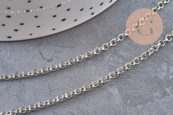 Chaine rollo fer platine 2.5 mm, x 5mètres (G1507)