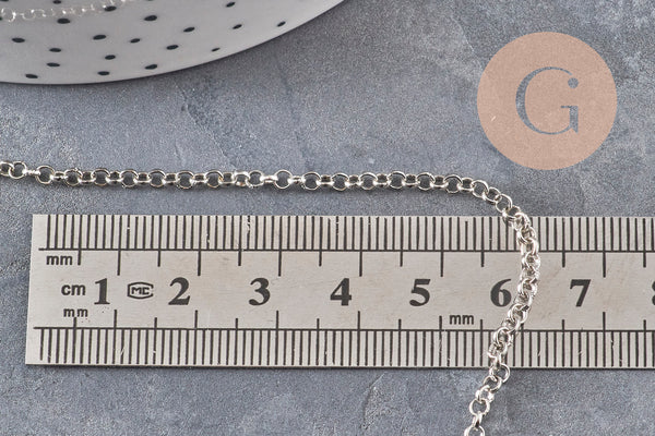 Chaine rollo fer platine 2.5 mm, x 5mètres (G1507)