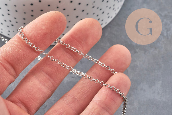 Chaine rollo fer platine 2.5 mm, x 5mètres (G1507)