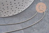 Chaine boule laiton platine facetté 1.5mm, x 5Mètres (G1665)