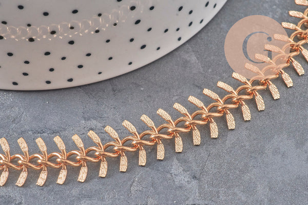 Chaine arrête de poisson Fishbone doré champagne /or rose, x50cm, (G2671)