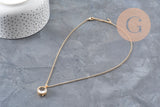 Collier locket rond porte-photo verre laiton doré 18K, x1 (G11087)