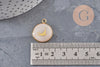 Pendentif rond motif hirondelle acier 304 inoxydable doré 16mm, x1 (G11104)