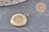 Pendentif rond motif pissenlit acier 304 inoxydable doré 16mm, x1 (G11103)