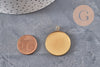 Pendentif rond support pour cabochon 25mm acier inoxydable doré IP, x1 (G11125)