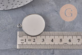 Pendentifs Supports cabochons ronds acier 304 inoxydable platine 25mm, x5 (G11126)