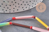 Perles tube verre millefiori artisanal 28mm, x1 fil de 40cm (G11114)